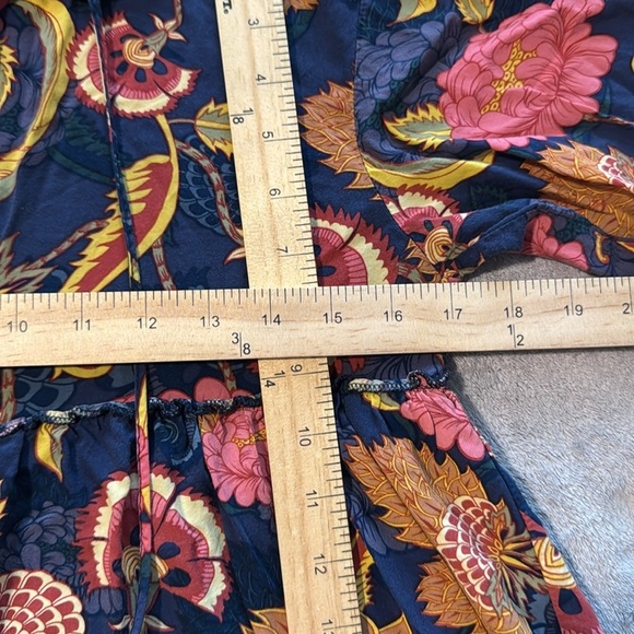 Jaase Bell Hippie Sleeve Pink Blue Floral‎ Boho Hippie Top/Blouse Size Medium - Picture 9 of 10
